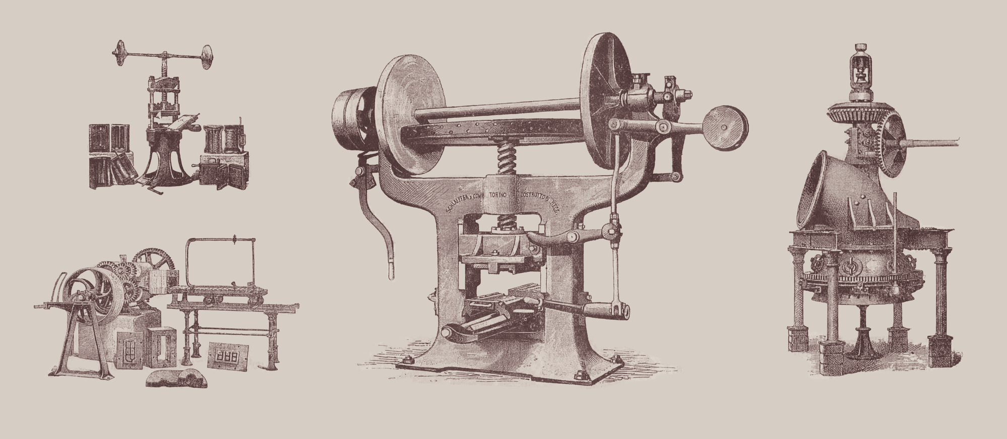 Macchinari impiegati dalla casa Angelo Migone, da Le Panthéon de l'Industrie, 1886