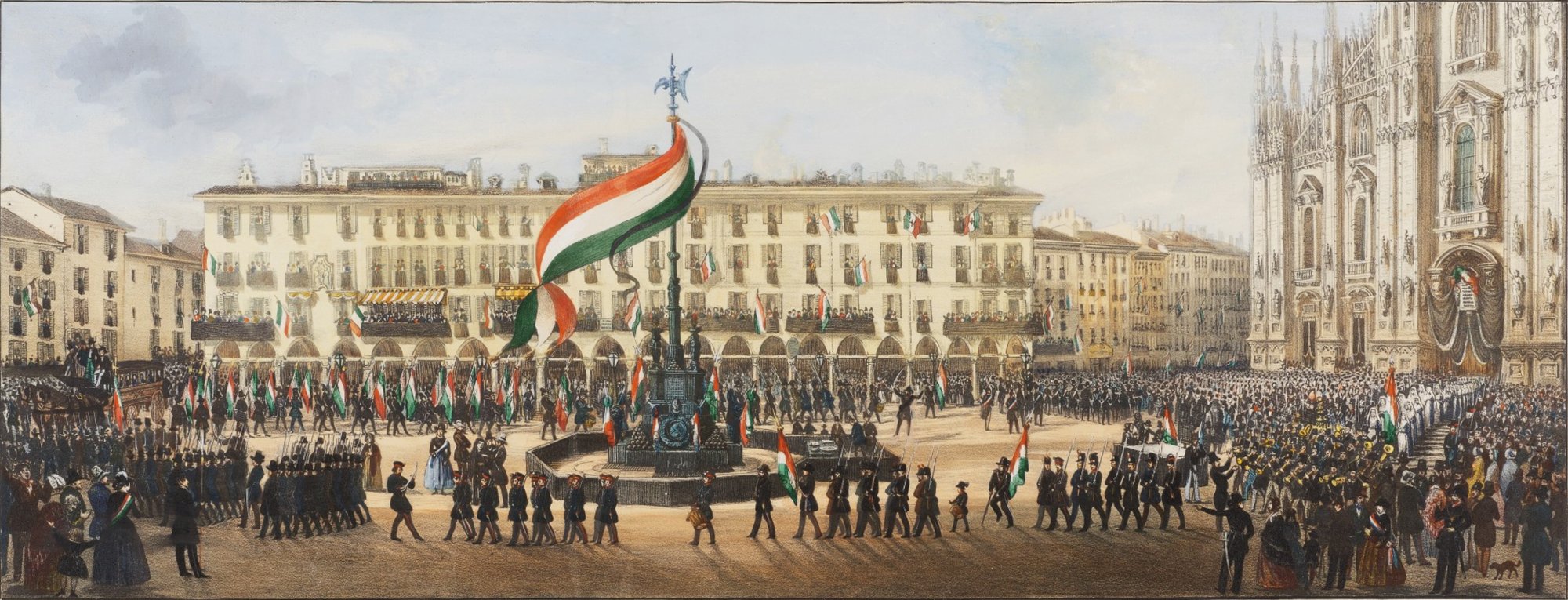 I solenni funerali per i caduti delle Cinque Giornate, Piazza del Duomo, 6 aprile 1848
