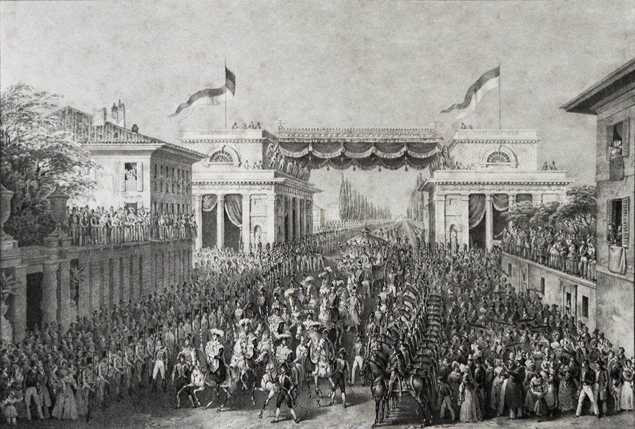 L'imperatore Ferdinando I d'Austria entra a Milano attraverso Porta Venezia, 1838